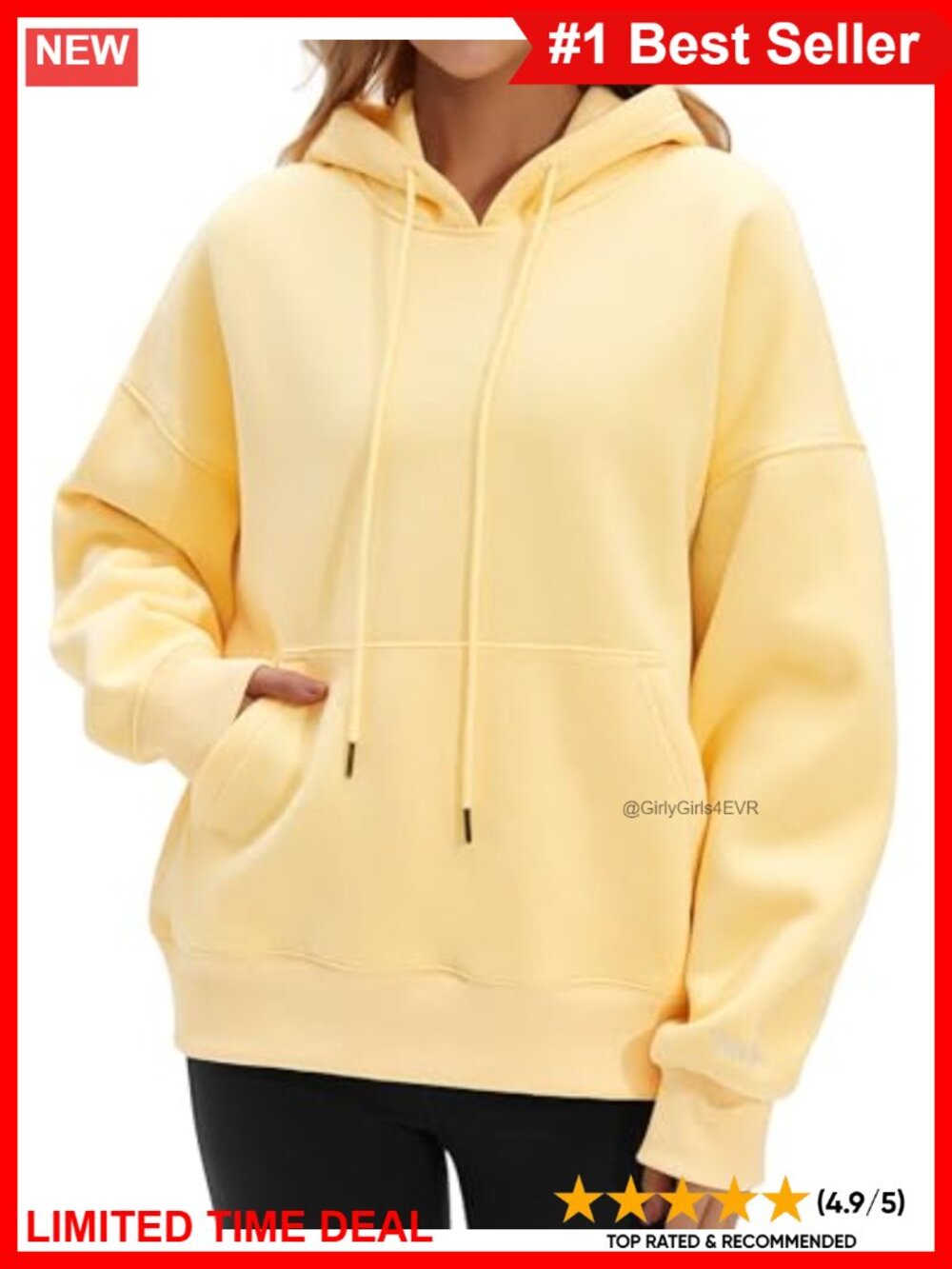 Oversized Fleece Hoodie Cotton Poly Blend Embroidered Kangaroo Pocket